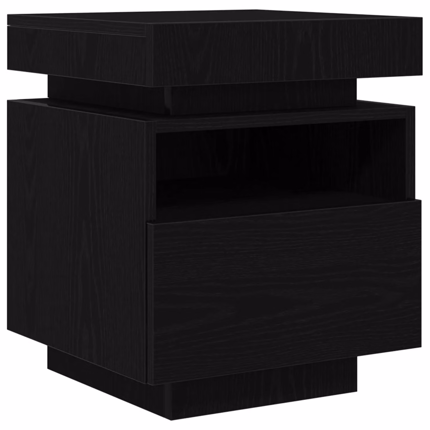 Berkfield Home Bedside Cabinet with Integrated LED Lights in Black Oak, W: 40 cm, D: 39 cm, H: 48.5 cm – 2