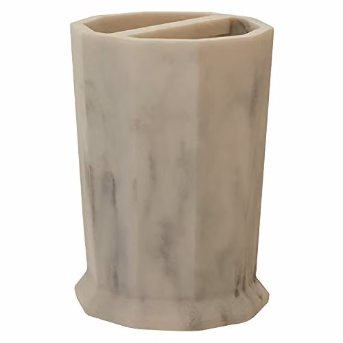 Orsina Riviera Two Compartment Toothbrush Holder with Tumbler in Grey and Black, W/D/H: 12 x 8 x 8 cm