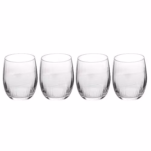 Mikasa Treviso Stemless Crystal Wine Glasses, Set of 4, 350ml, Transparent