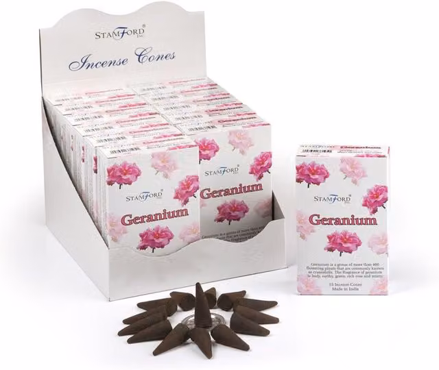 Stamford Geranium Floral Incense Cones for Relaxation, White