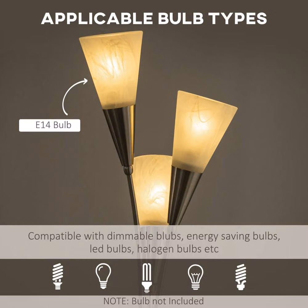 Wyld Haus Karo 3 Light Floor Lamp in Silver with White Glass Shades, Height: 166 cm – 5
