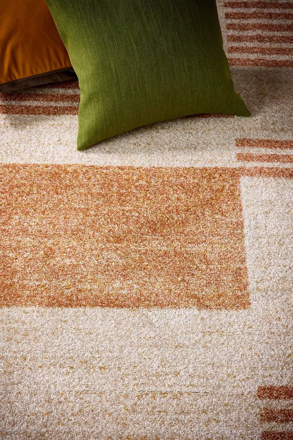 Phoenox Textiles Limited Origins Nomad Block Terracotta and Beige Striped Rug, W: 80 cm, D: 150 cm – 3