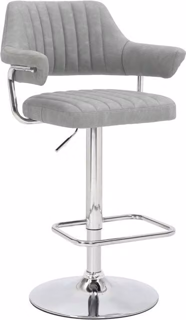 Shankar Pair of Cortez Grey Synthetic Leather Effect Bar Stools with 360 Degree Swivel and Metal Base