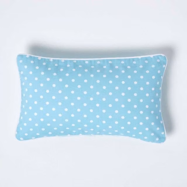 Homescapes Blue Dotted Cotton Cushion Cover, W/D/H: 50 x 50 x 1 cm