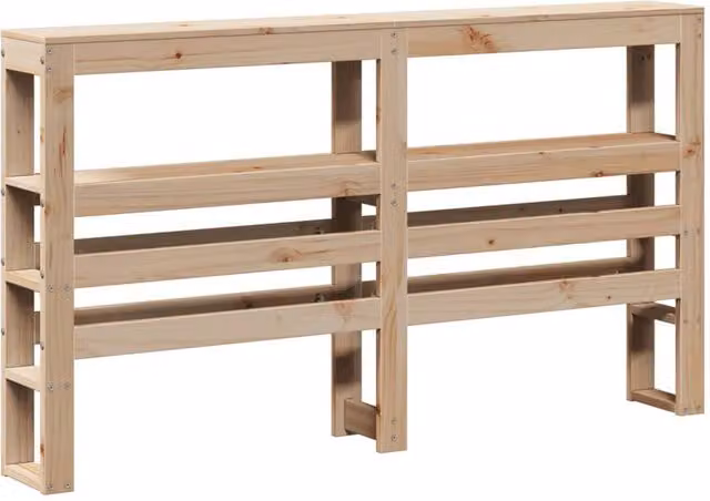 Berkfield Home Rustic Solid Wood Pine Headboard with Integrated Bedside Shelves in Beige, Width: 120 cm – 1