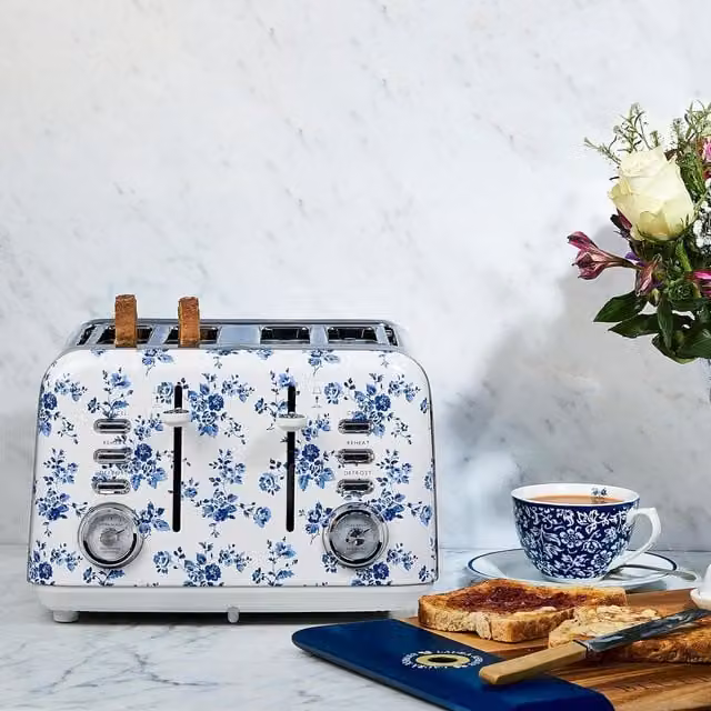Laura Ashley 4 Slice Toaster China Rose in Blue
