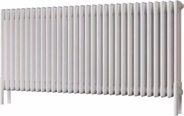 UK Radiators Alpha White 3 Column Traditional Cast-Iron Style Steel Radiator with Feet, W: 1355 mm, H: 600 mm – 1