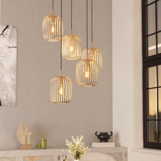 Eglo Romazzina 5 Light Metal Pendant Lamp in Sandy Gold/Brass