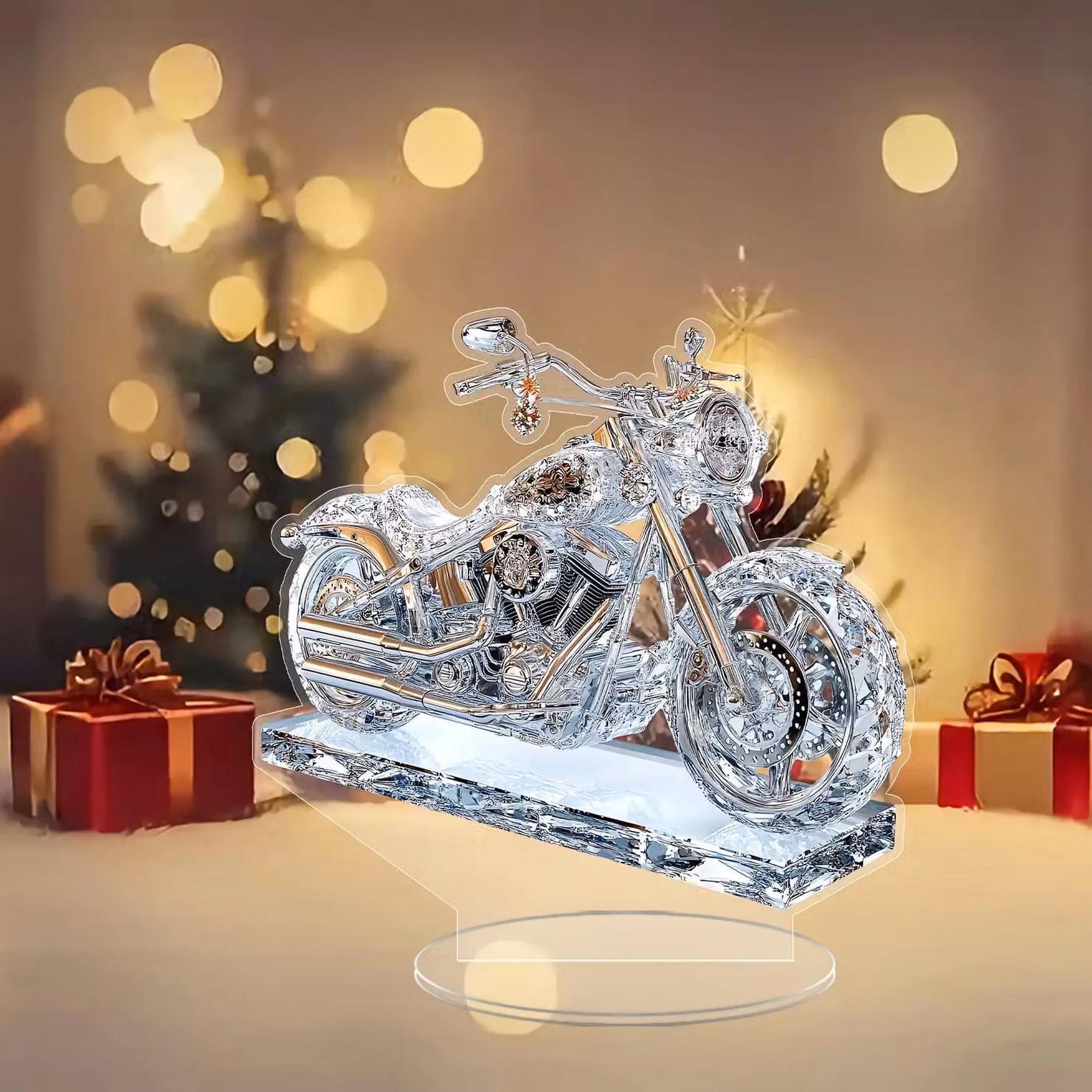 Leaper Motorbike 2D Acrylic Desktop Decoration in Transparent White – 2