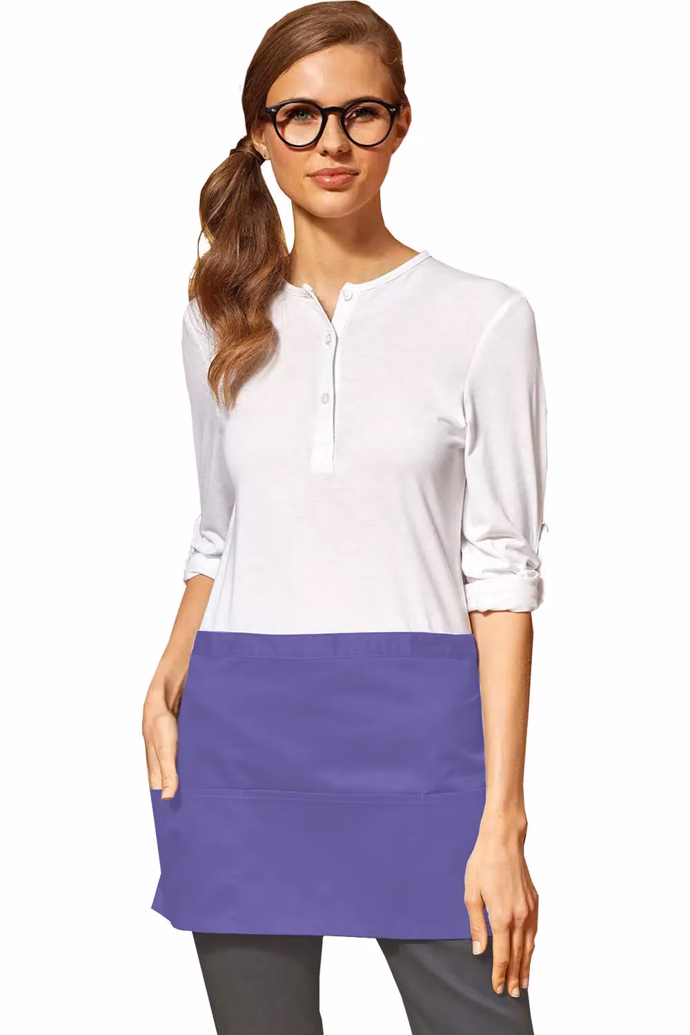 Premier Women's 3 Pocket Poly-Cotton Workwear Apron in Purple – 2