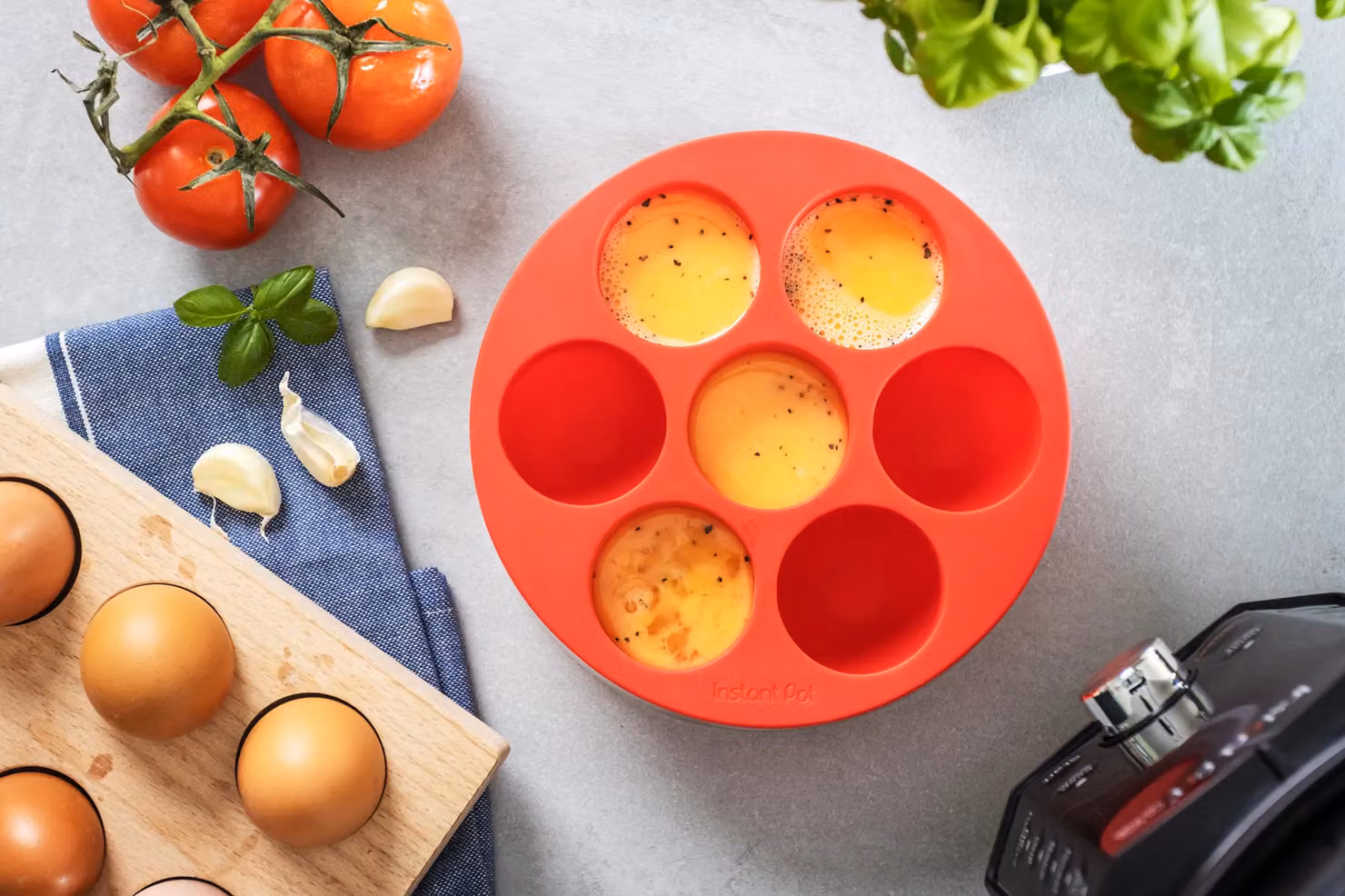 Instant Pot Red Silicone Egg Bites Muffin Tray with Lid – 4
