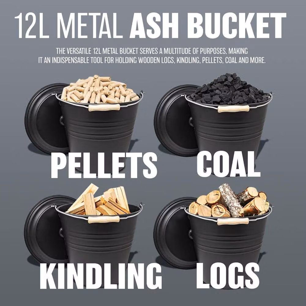 BARGAINS-GALORE Black Metal Ash Bucket and Coal Storage Container, 12 Litre – 5