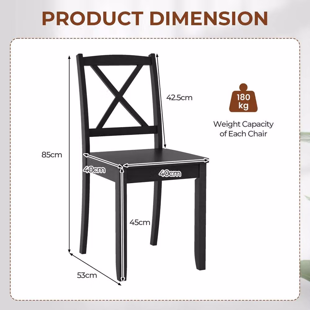 Costway Set of 2 Black Rubberwood Cross Back Armless Dining Chairs – 3