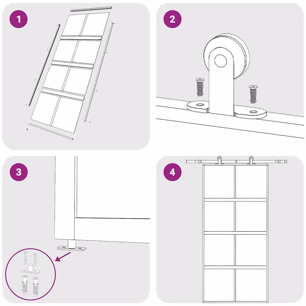 Berkfield Home Minimalist Sliding Door in Black with Transparent Tempered Glass and Aluminium, W: 76 cm, H: 205 cm – 4