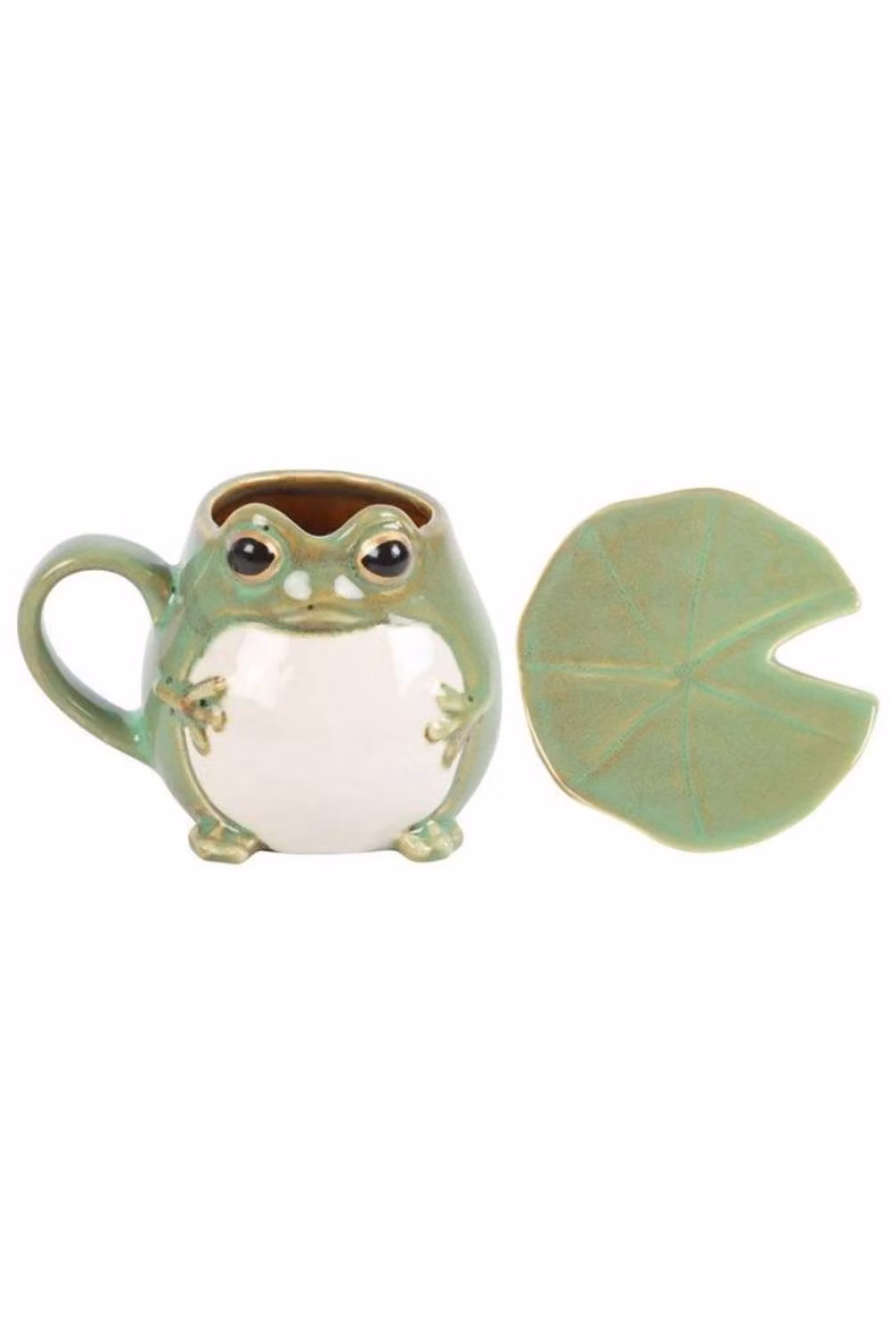 KDMD Green Ceramic Frog Shaped Mug and Lily Pad Saucer Set – 2