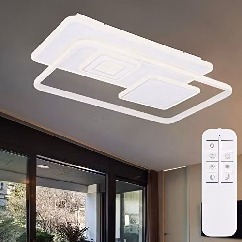 Netlighting Roderick LED Ceiling Light, White, Dimmable with Remote Control, W/D/H: 65 x 44 x 6 cm – 3