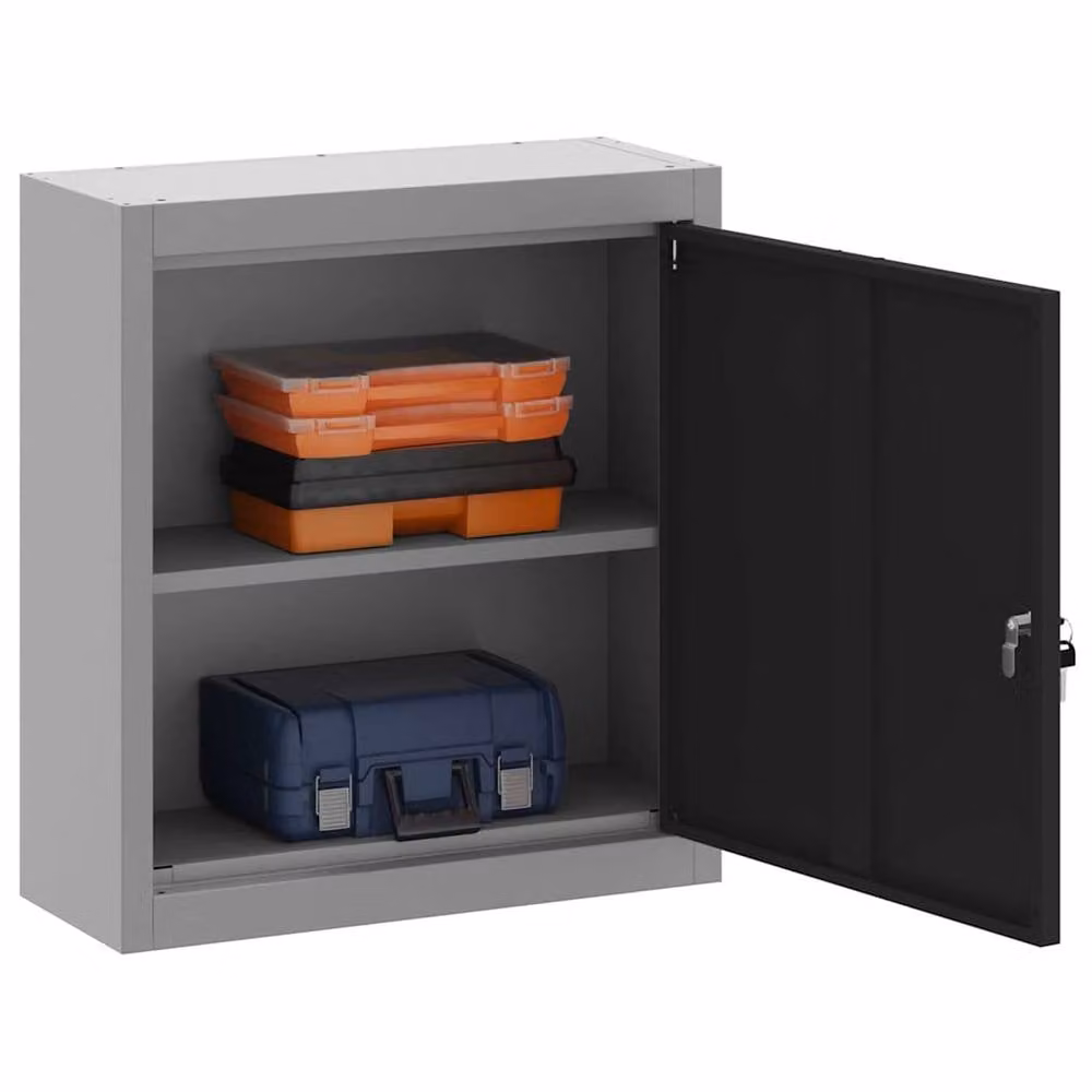Berkfield Home Wall-Mounted Metal Tool Cabinet in Black and Grey, W/D/H: 50 x 20 x 55 cm – 3