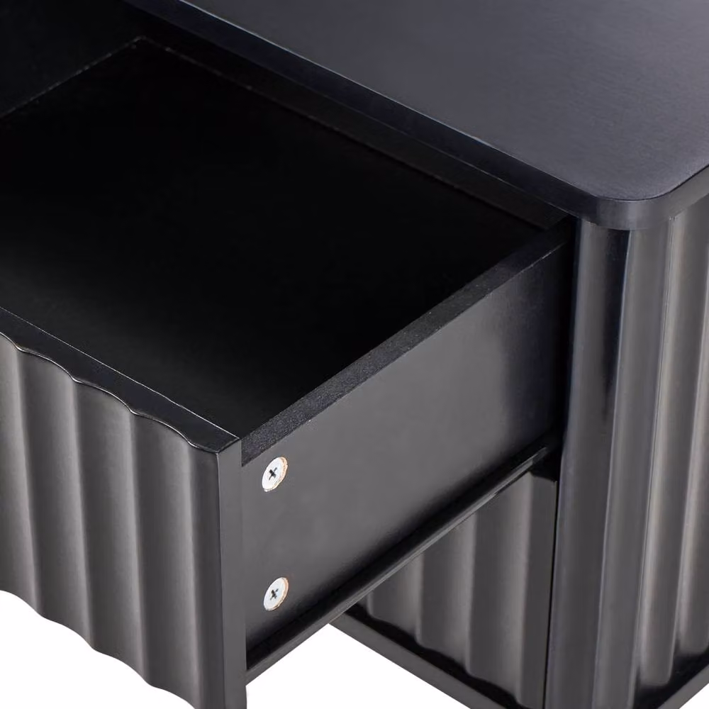 Wyld and Coco Modern Black Lacquered Wall-Mounted Bedroom Nightstand with Drawers – 5