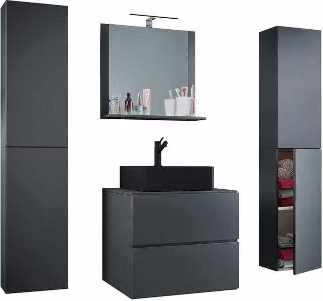 VCM Lendas XL 5-Piece Bathroom Furniture Set in Matt Dark Grey