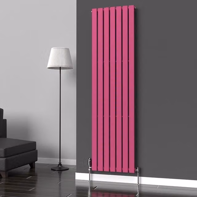 Lux Heat Flat Coloured Vertical Radiator in Pink, H 180 cm x W 49 cm