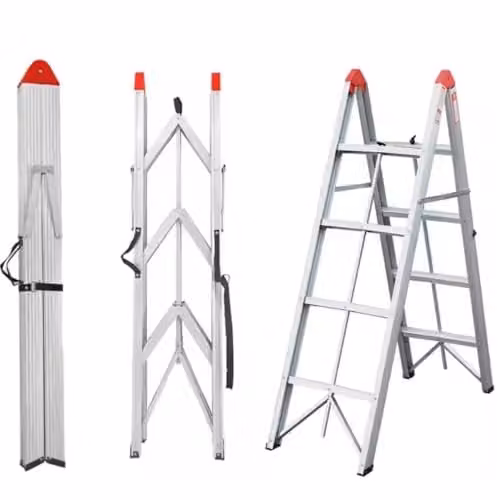 TUFFMATE 4 Treads Aluminium Folding Step Ladder, Silver, 1.4m