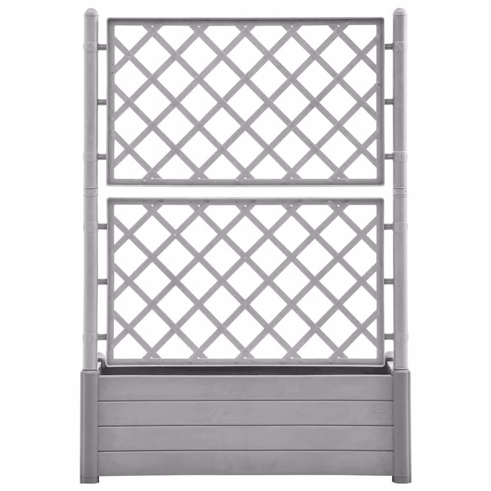 Berkfield Home Beautiful Garden Planter with Trellis in Stone Grey, W/D/H: 100 x 43 x 142 cm – 2
