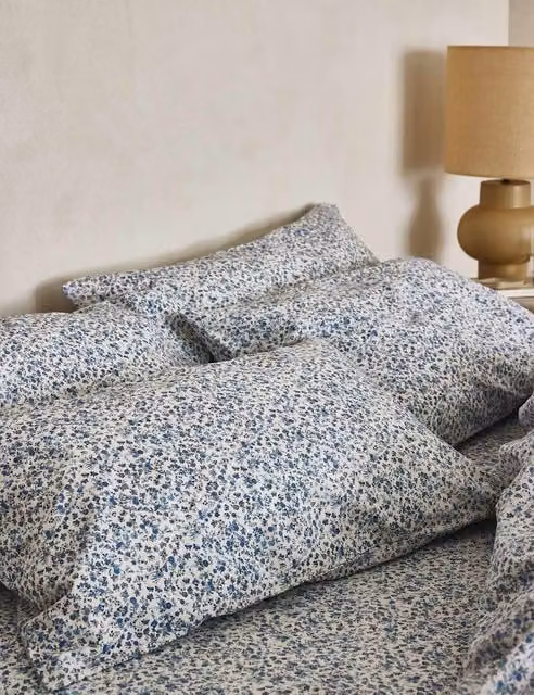 Piglet In Bed 2 Pack Blue Mix Pure Cotton Floral Mini Meadow Pillowcases