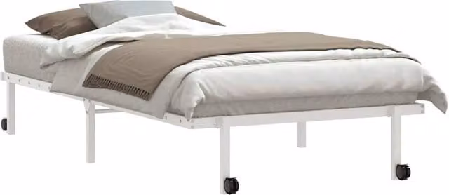 Berkfield Home Elegant Foldable Rollaway Bed Frame in White Metal, W: 107 cm, H: 111.5 cm, D: 203 cm