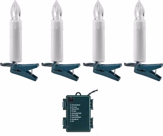 Samuel Alexander Set of 30 Christmas Tree LED Candle Lights with Timer Function in Cream and White