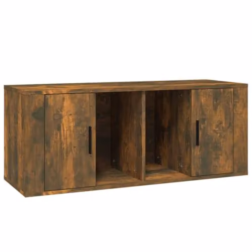 vidaXL TV Cabinet in Smoked Oak, W/D/H: 100 x 35 x 40 cm