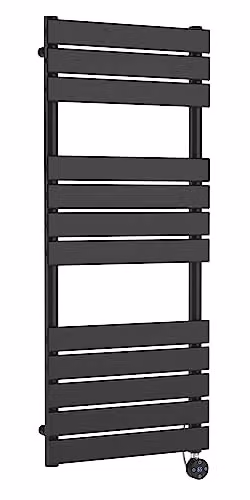 nuie HL159 Electric Square Flat 12 Bar Towel Radiator, Anthracite, W: 500 mm, H: 1213 mm – 1