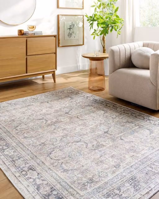Livabliss Becki Owens Darling Washable Traditional Vintage Boho Living and Dining Rug in Grey, Brown and Silver, W: 200 cm, D: 275 cm – 1