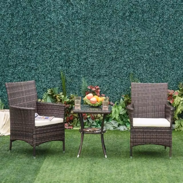 Chilli Seating Crescent Bistro Set in Brown Rattan