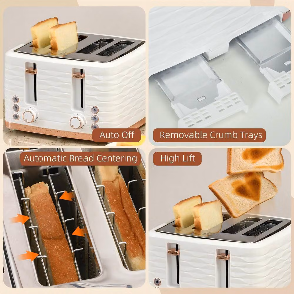 STILVORA 4 Slice Toaster with Reheat and Defrost Functions in White – 3