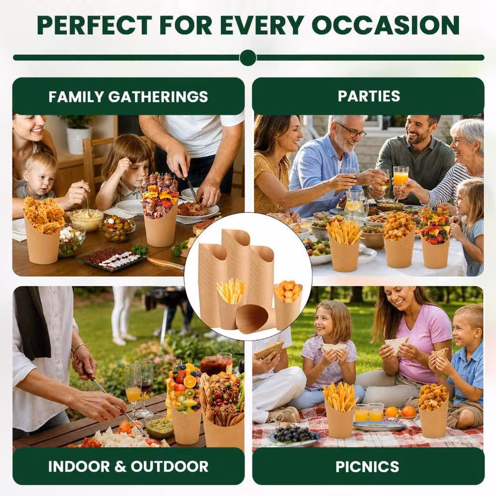 ECONX Disposable Kraft Paper French Fries Holder, Brown, 12oz, 200 Pieces – 5