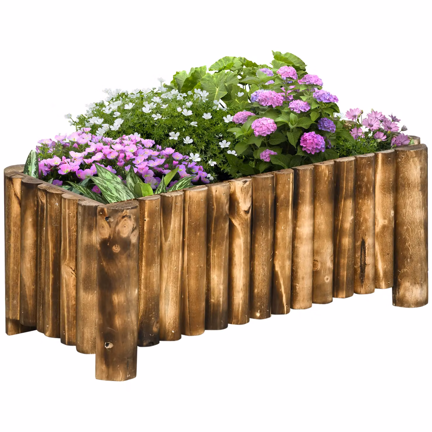 OUTSUNNY Wooden Raised Flower Bed and Herb Garden Planter in Brown, W/D/H: 78 x 35 x 30 cm – 2