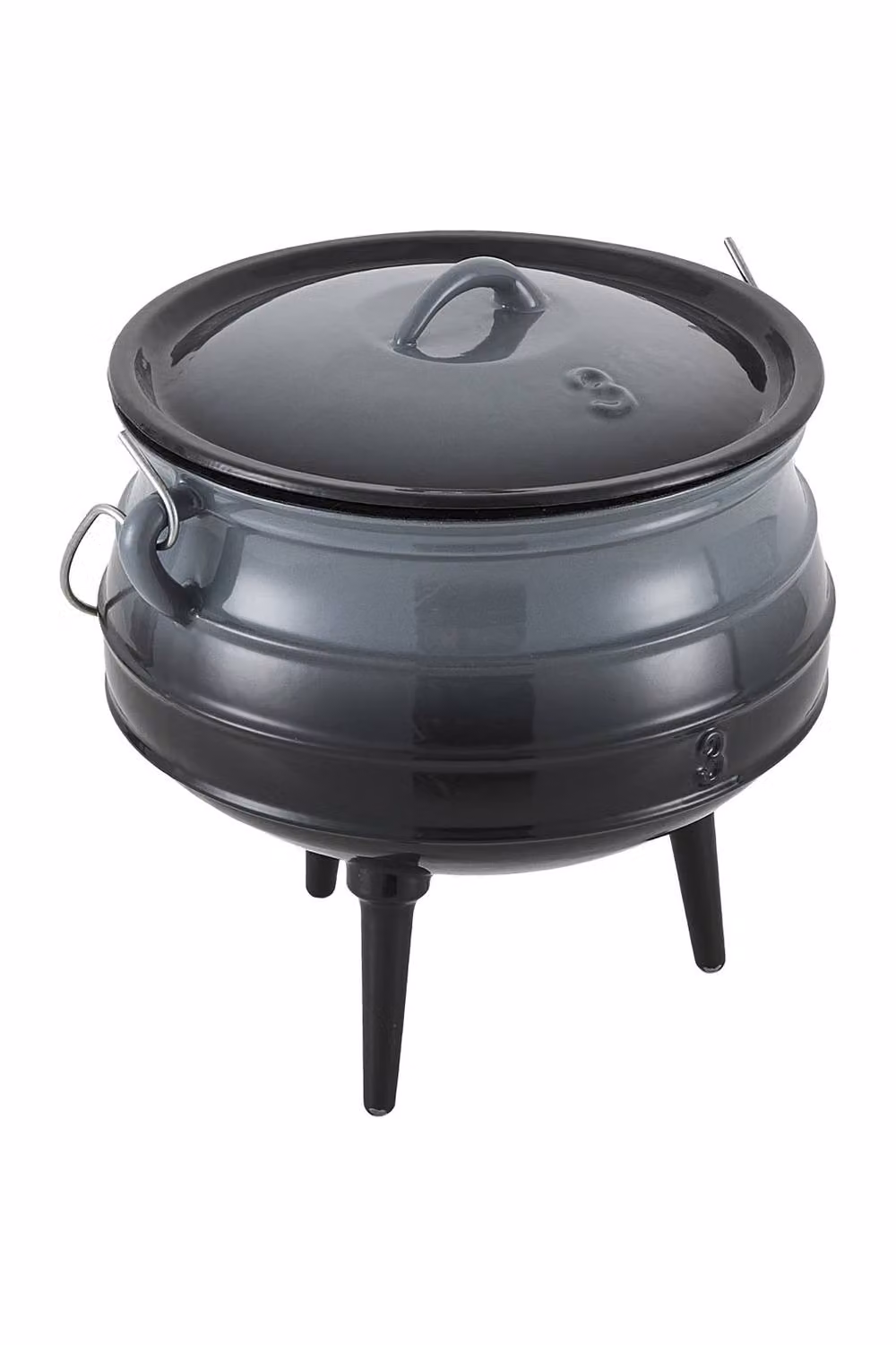 Living and Home 8L Enamelled Cast Iron Potjie Pot Casserole with Lid and 3 Legs in Grey – 4