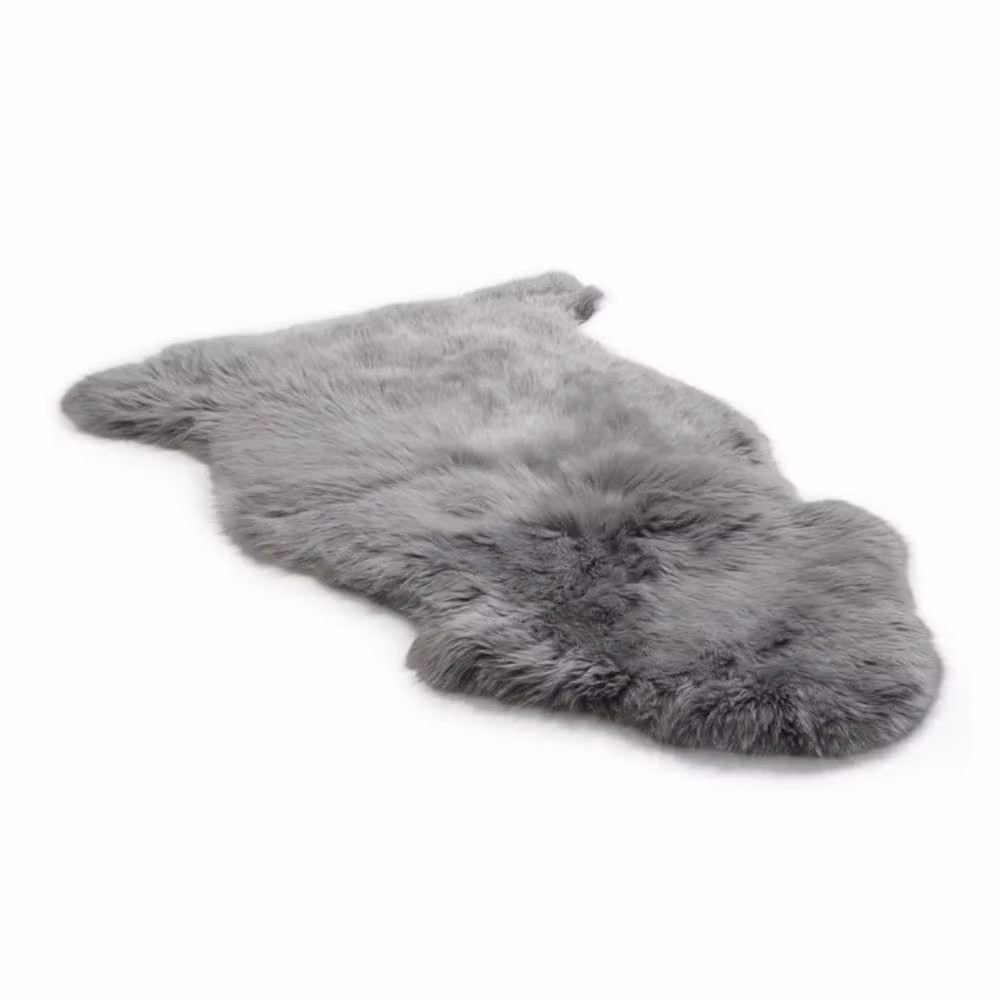 Infinity Leather Grey Real Sheepskin Natural Wool Single Rug, W: 90 cm, D: 60 cm – 2