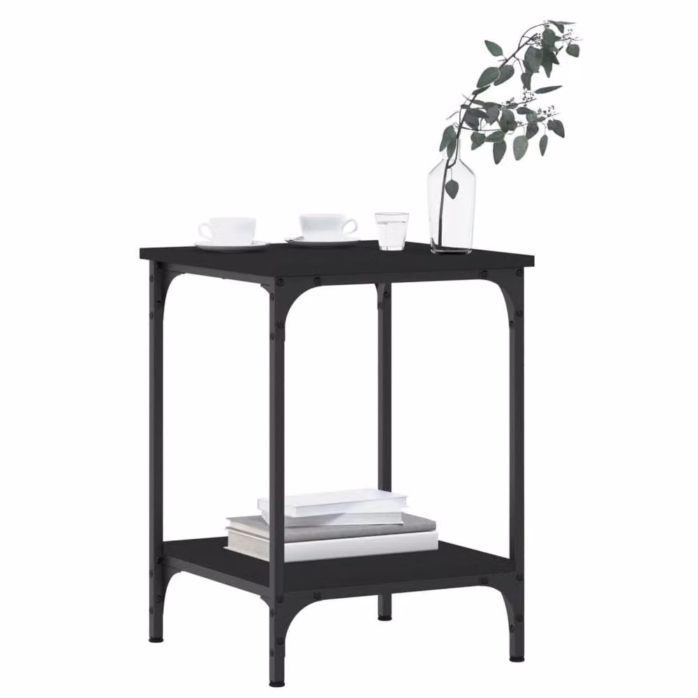 Berkfield Home Black Square Coffee Table in Engineered Wood, W/D/H: 40 x 40 x 55 cm – 3