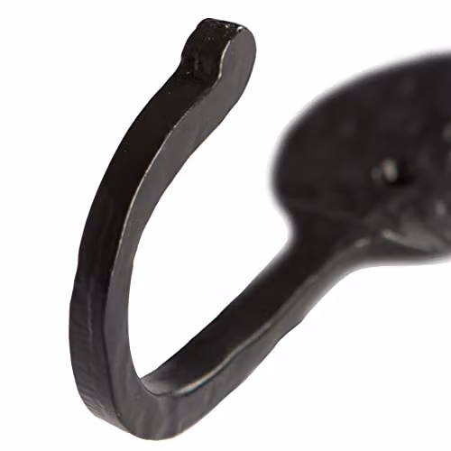 Hammer and Tongs Matt Black Powder-Coated Iron Hook, H: 14.0 cm, W: 5.5 cm – 3