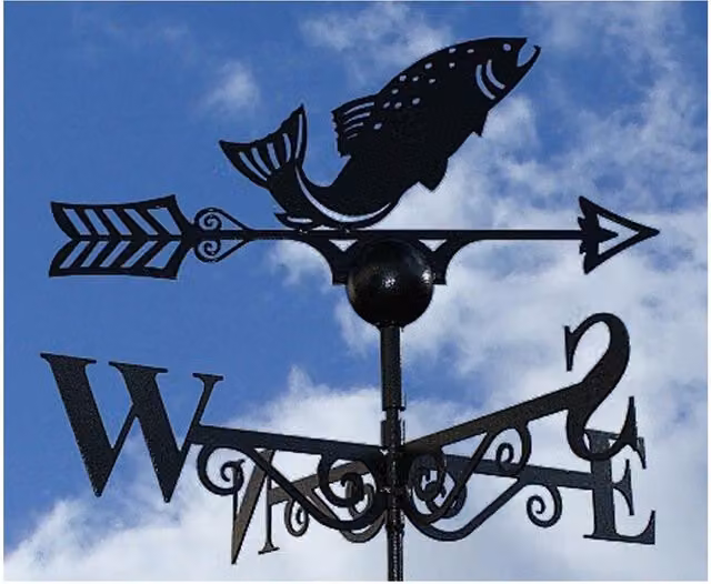 Poppyforge Fish Weathervane in Black Steel, W61 x H88 cm