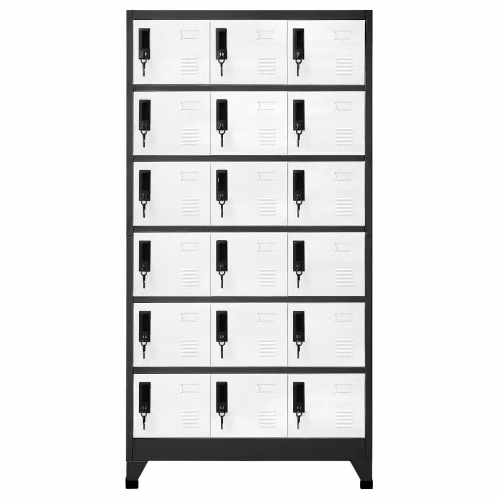 Berkfield Home Modern Steel Locker Cabinet in Anthracite, White and Black, W/D/H: 90 x 40 x 180 cm – 2