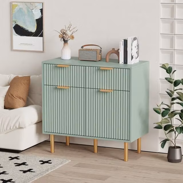 HMD Modern Green and Gold Sideboard in Metal and MDF