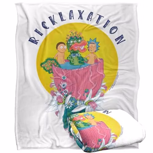 Warner Bros. Rick and Morty Ricklaxation Super Soft Silky Touch Fleece Throw Blanket, Multicolour, W: 152.4 cm x L: 127 cm