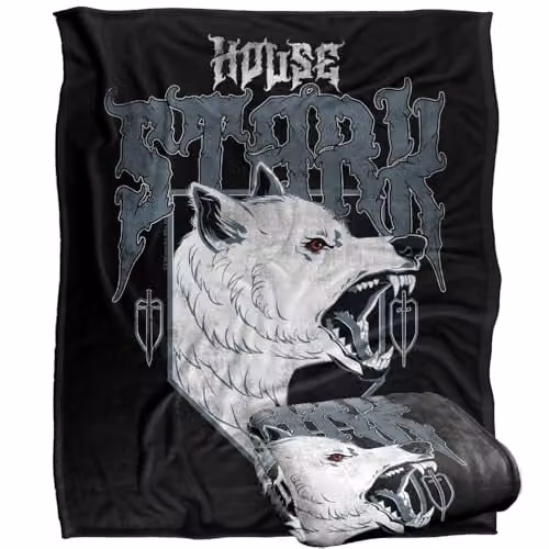 Warner Bros. Game of Thrones House Stark Wolf Silky Touch Super Soft Fleece Throw Blanket, Multicolour, W: 152.4 cm, H: 152.4 cm – 1