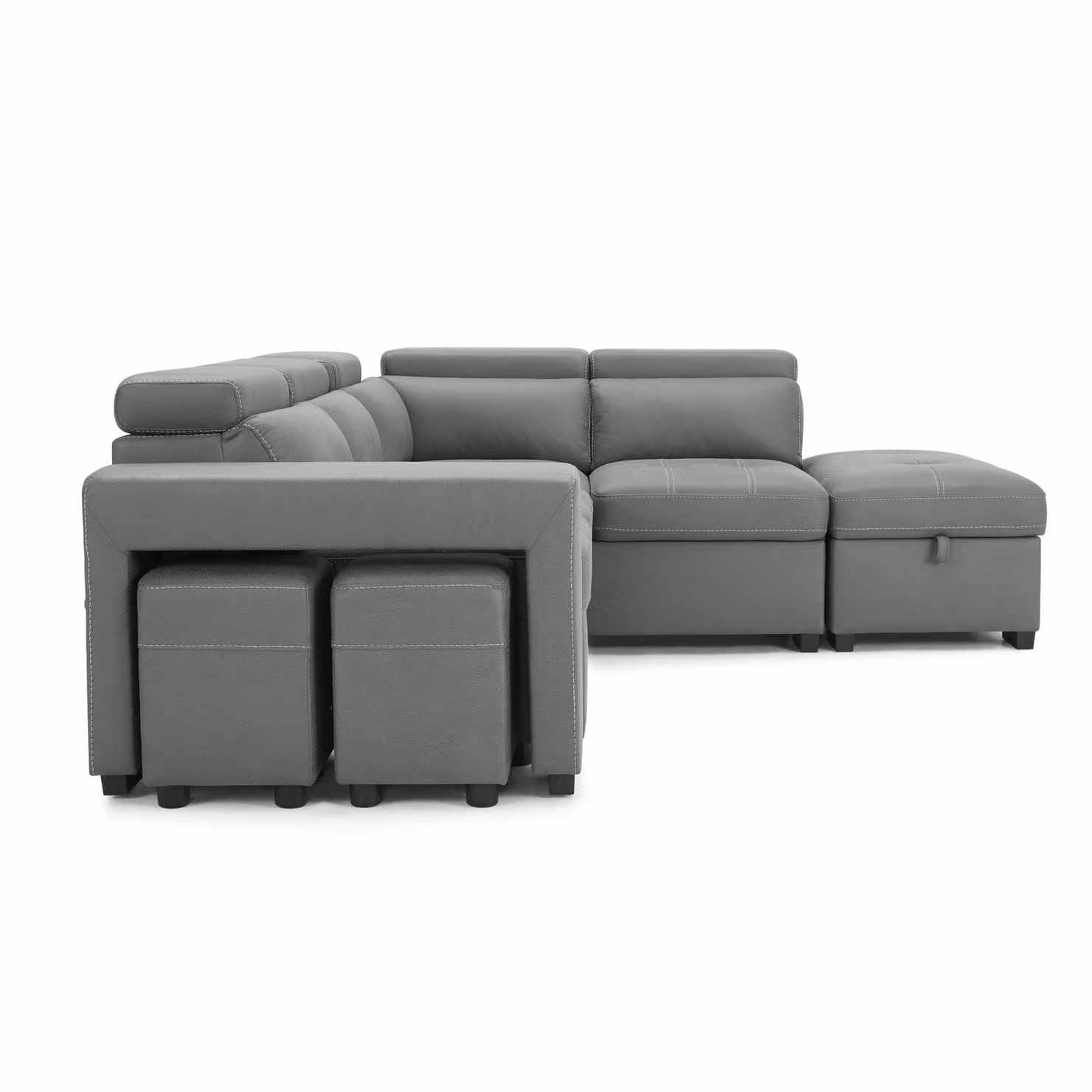 Home Detail Scarlett Right-Hand Corner Sofa with Sleeping Function, Storage and Adjustable Headrests in Grey – 2
