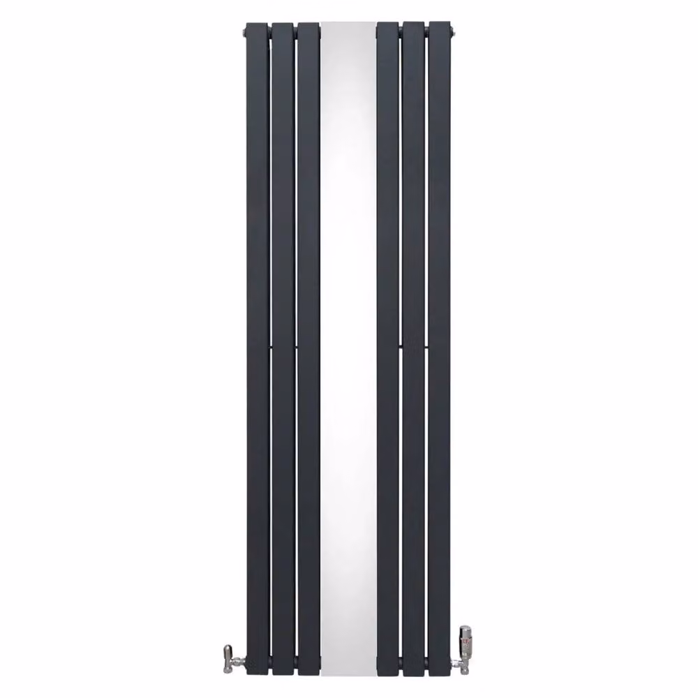 Monstershop Mirror Radiator and Valves in Anthracite Grey, W: 180 cm, H: 56.5 cm – 2