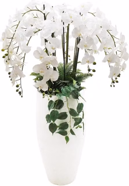 XL Commercial Potted White and Pink Artificial Orchid Floral Display, Height: 150 cm