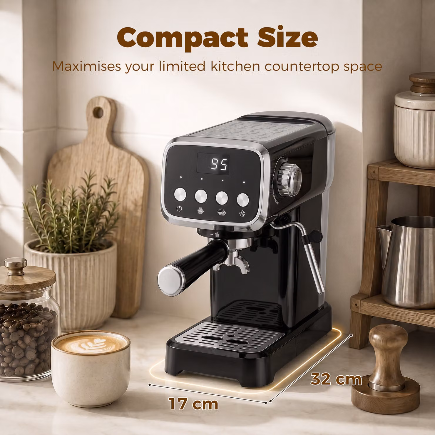HOMCOM 20-Bar Espresso Machine with Steam Wand and 1.2 l Water Tank, Black – 7