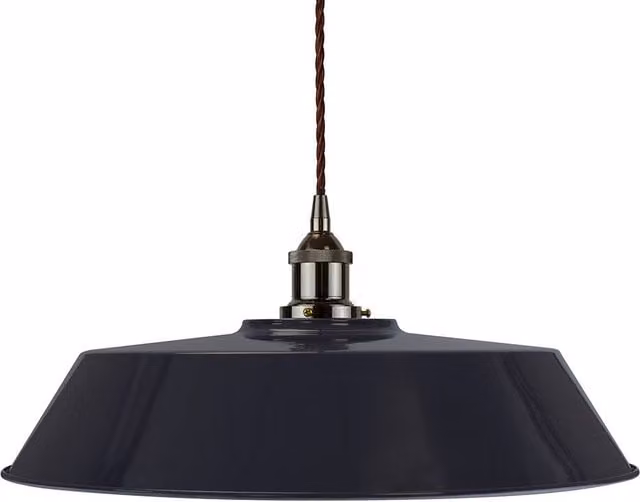 SE Home Chancery Large Pendant Light in Navy Blue with Black Nickel and Brown Twisted Details